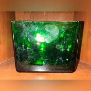 NAPCO Vase Planter #1164 Emerald‎ Green Glass Rectangular Cleveland OH USA Vtg